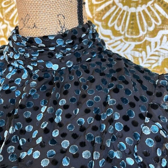 NWT Shoshanna Cassia Dot Velvet Burnout Long Sleeve Mini Dress in Jet/Olive Sz 4 - Picture 9 of 16